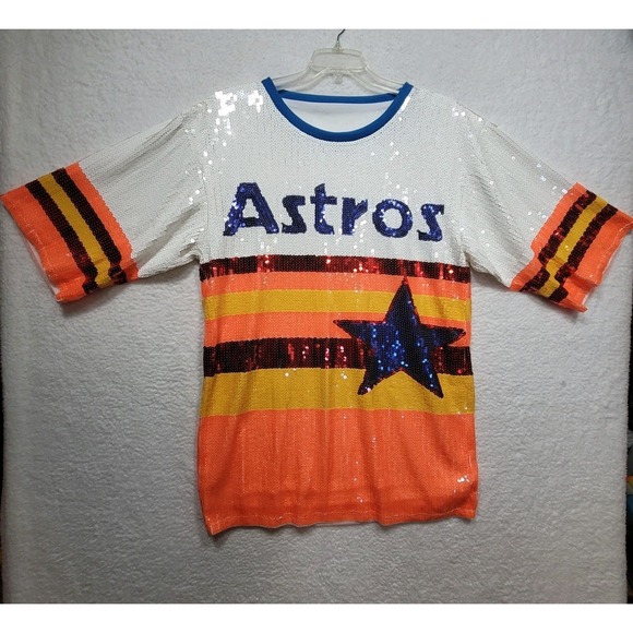 Houston Astros Sequin Jersey Baggy Dress - Picture 1 of 10
